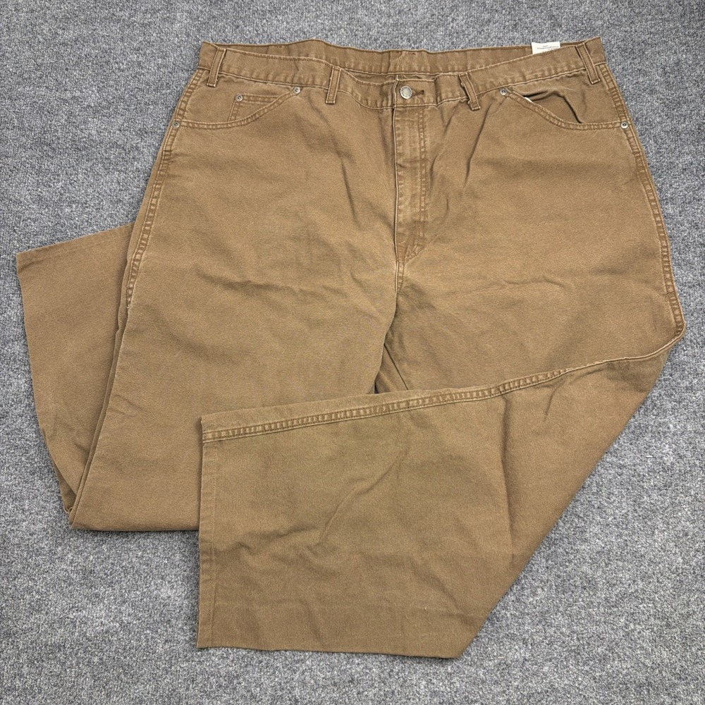 Dickies ED218STB Brown Canvas Carpenter Pants Mens 44x29 Relaxed Workwear